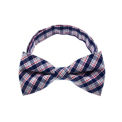 Navy Checkered Plate 1 Bow Tie