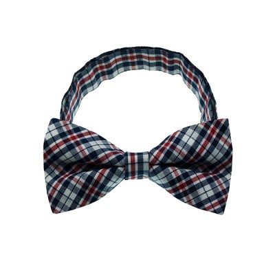 Navy Checkered Plate 3 Bow Tie