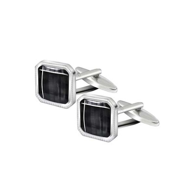 Gray Plaid Catseye Cufflink