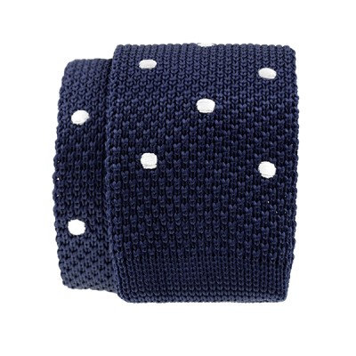 Slim Navy Polka Dot Knit Necktie
