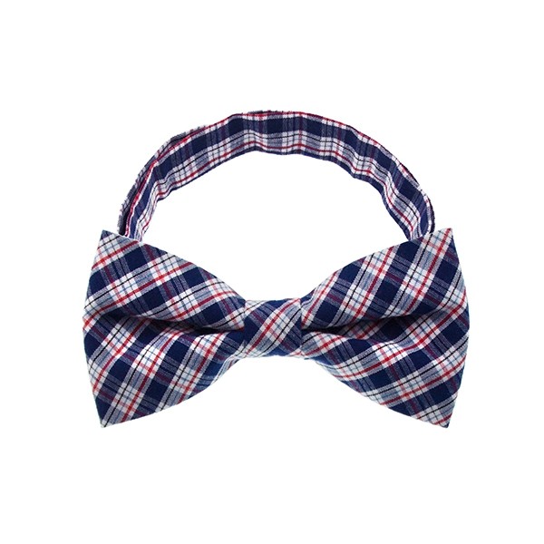 Navy Checkered Plate 1 Bow Tie
