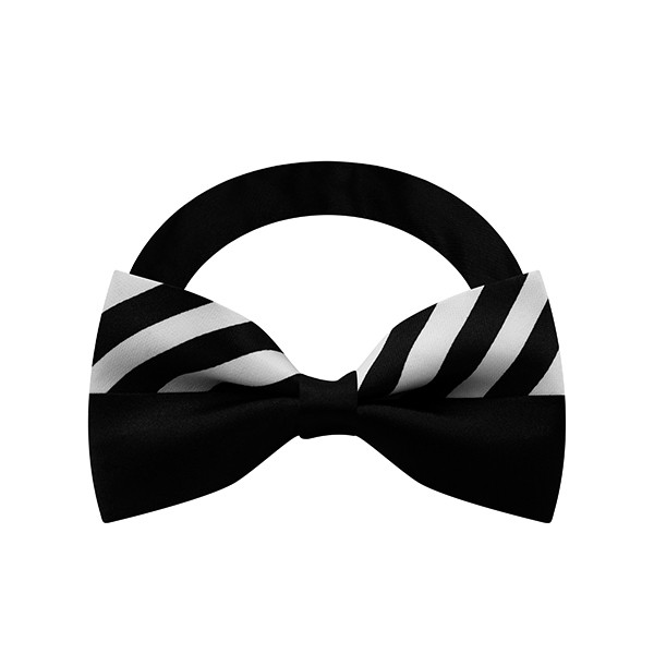 Black Half Stripe Bow Tie