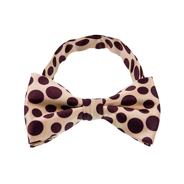 Cream Dot Pattern 1 Bow Tie