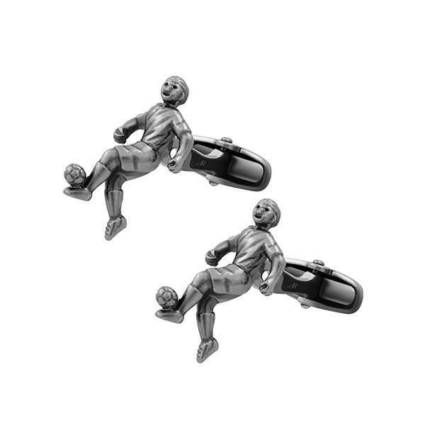 Silver Antique Football Player Cufflink