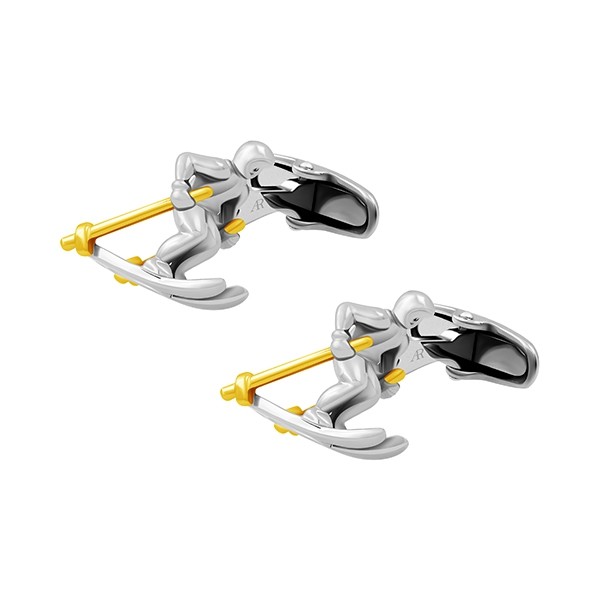 Silver + Gold Skier Cufflink