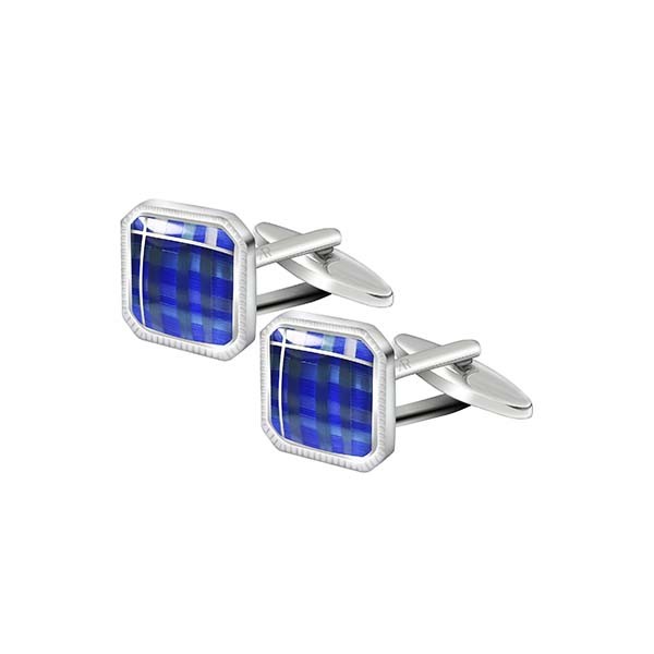 Blue Plaid Catseye Cufflink