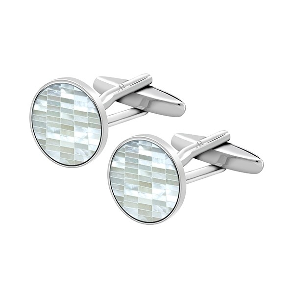 White Mosaic Circle Cufflink