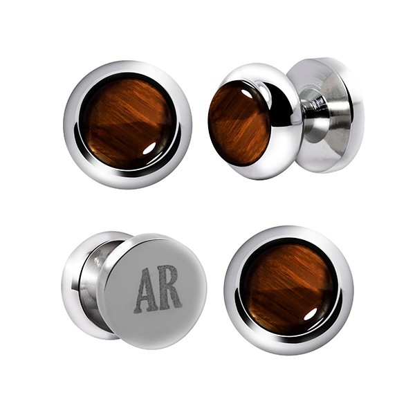 Tigerseye Circle Tuxedo Studs