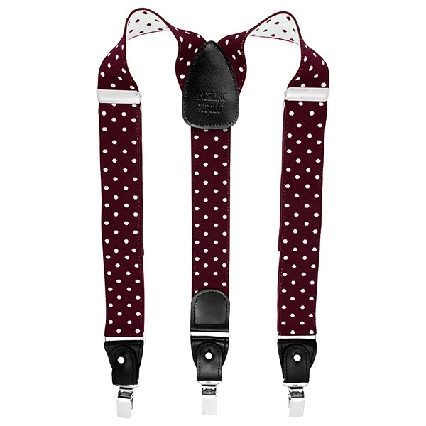Maroon Polka Dot Suspenders