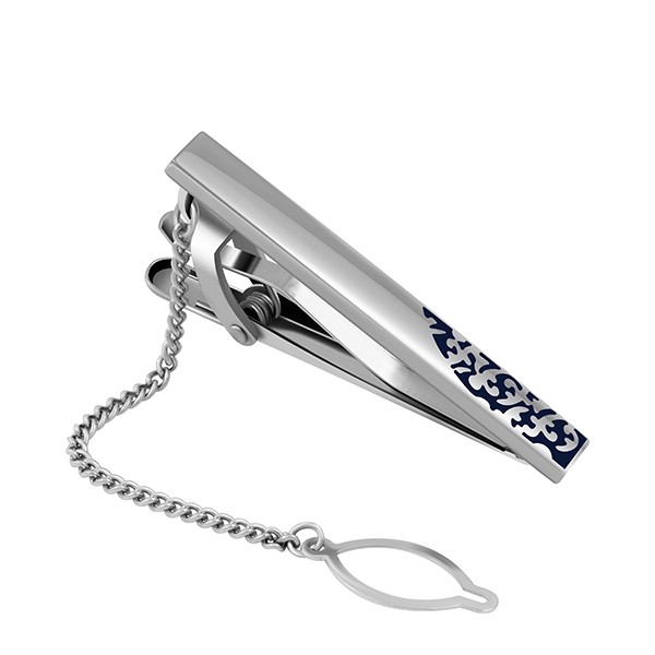 Dark Blue Leaves Tie Clip