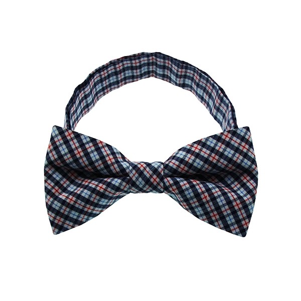 Navy Checkered Plate 2 Bow Tie