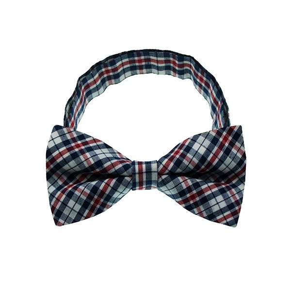 Navy Checkered Plate 3 Bow Tie