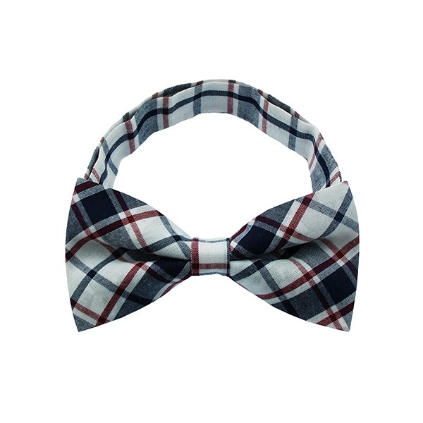 Navy Checkered Plate 4 Bow Tie
