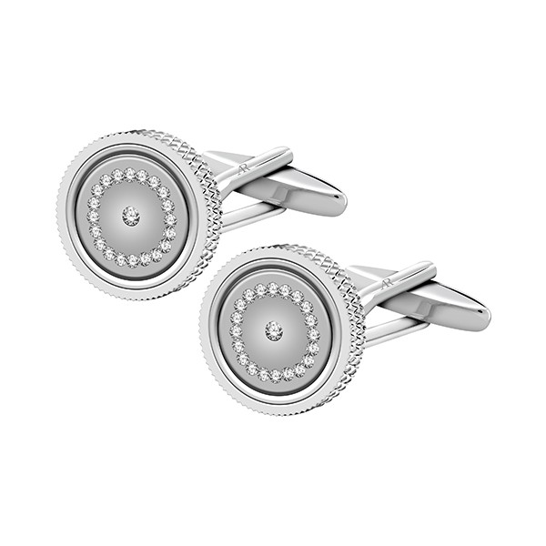 Silver Crystal Wheel Cufflink