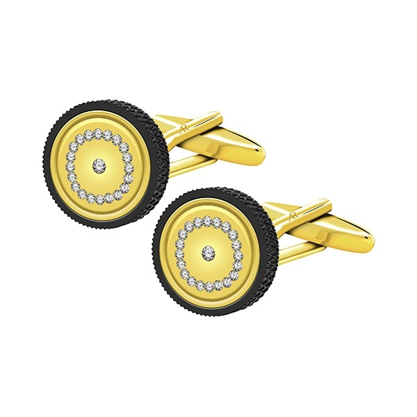 Gold Crystal Wheel Cufflink