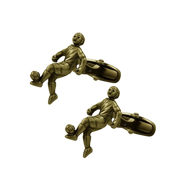 Gold Antique Football Player Cufflink