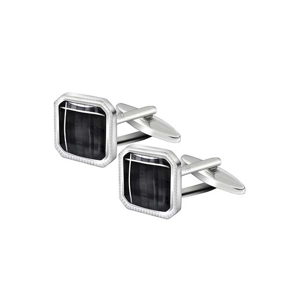 Gray Plaid Catseye Cufflink
