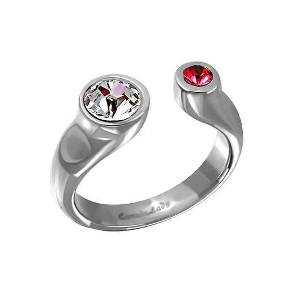 White & Red Crystal Ring