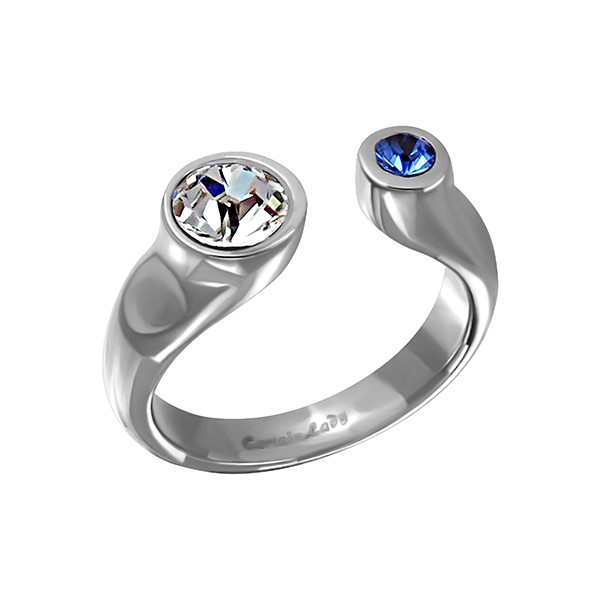 White & Dark Blue Crystal Ring
