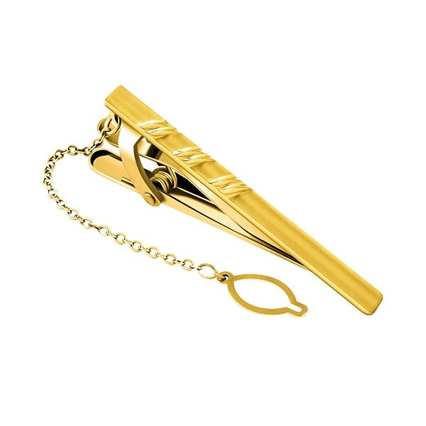 Gold Triple Line Tie Clip