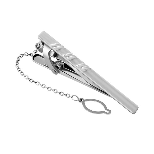 Silver Triple Line Tie Clip