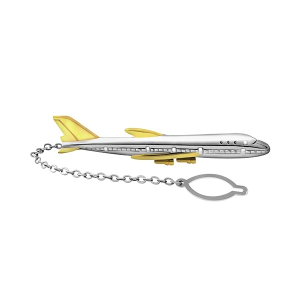Silver Gold Airplane Tie Clip