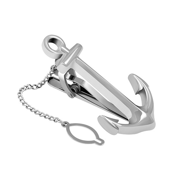 Silver Anchor Tie Clip