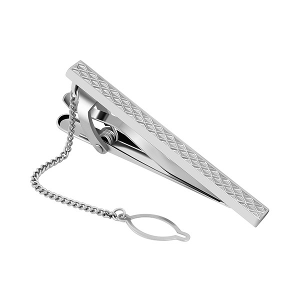 Silver Diamond Tie Clip