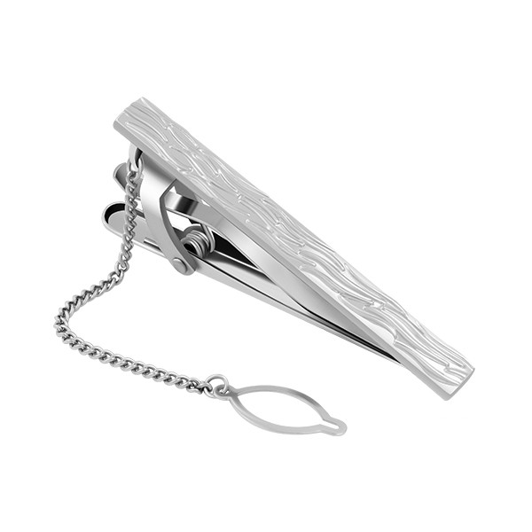 Silver Bark Tie Clip