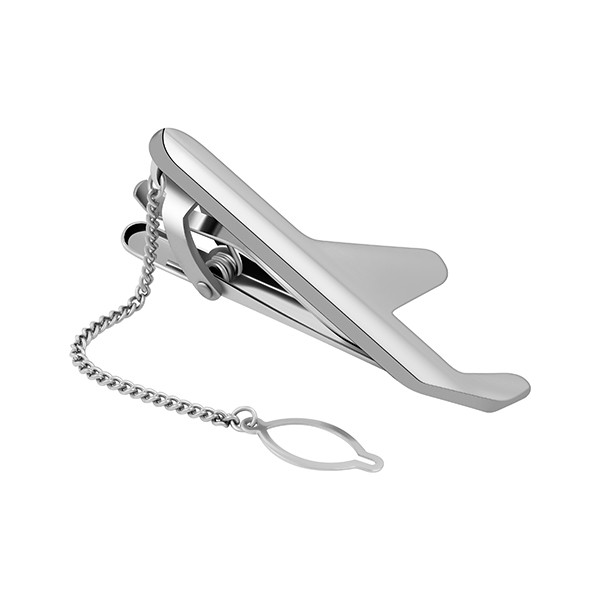 Silver Airplane Model Tie Clip